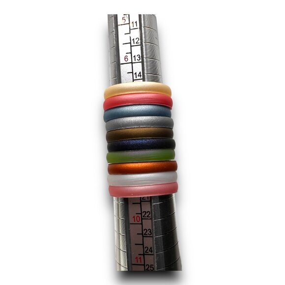Colorful Stackable Silicone Rings Size 9.75 Durable Comfortable Fashion - Picture 1 of 7